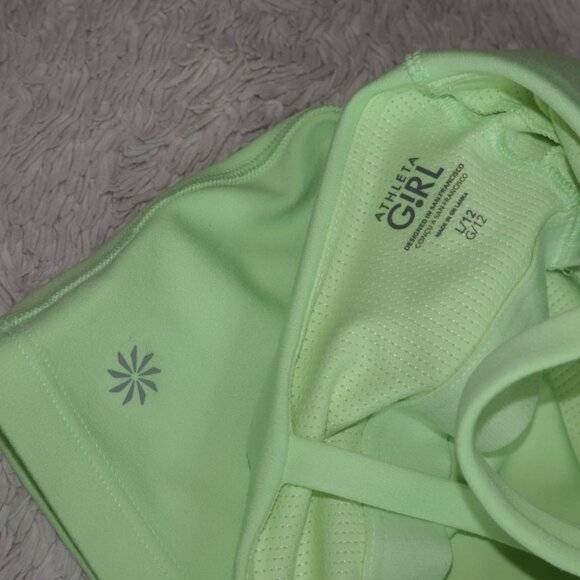 Girls Size Large 12 Athleta Girl Stand Out Support Tank Top Neon Green, Like New - Picture 5 of 6